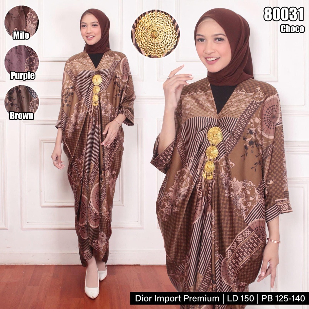 80031/34 Dress Kaftan Dior Import Super Jumbo Ld 150 Pb 125-140 / Dress Casual Mewah Bisa Untuk Dima