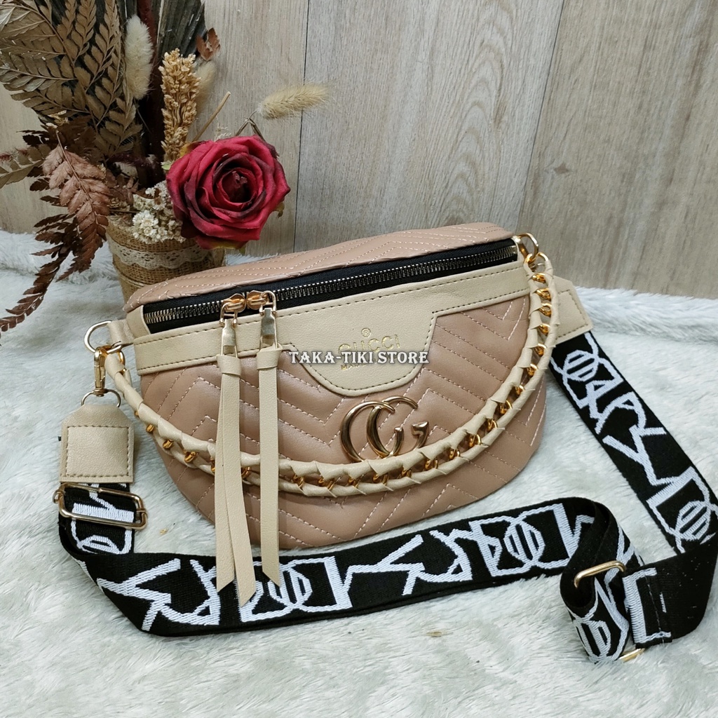 NEW ARRIVAL TAS SELEMPANG PINGGANG WAISTBAG WANITA KOREAN STYLE GC ANYAM  KEKINIAN SIMPEL MEWAH DAN ELEGANT TERBARU