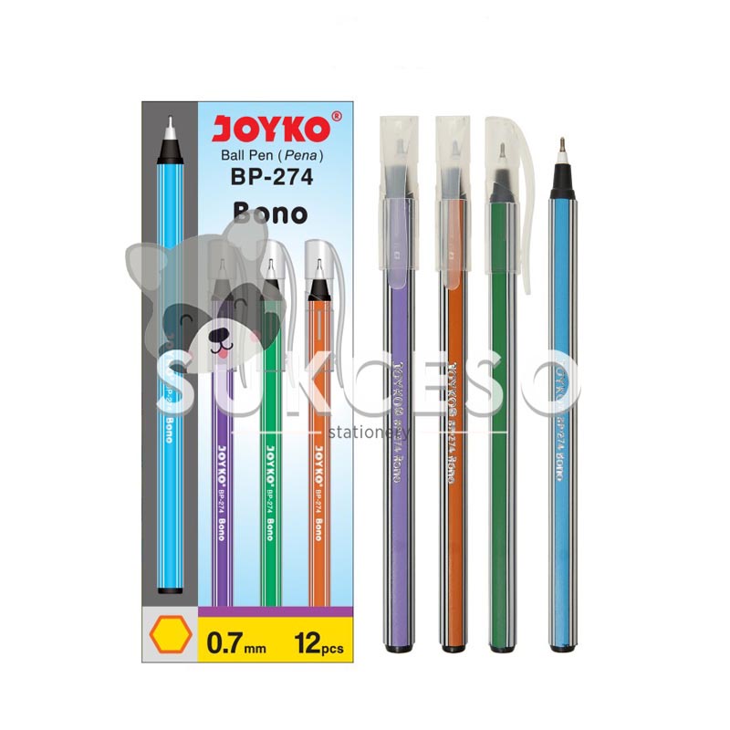 

LUSINAN Joyko Pulpen 0.7mm BP-274 Bono Black / Pulpen Pena 1 Box isi 12 pcs