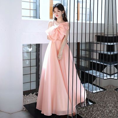 Pink Perjamuan Gaun Malam Cahaya Mewah 2023 Baru High-End Vokal Ujian Gaun Rok Wanita Dewasa Wisuda