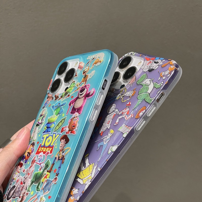 Fashion！Blue Purple Toy Story Soft Casing TPU Case iP iPhone 11 12 13 14 Pro Max + Plus High Quality FTD Cover