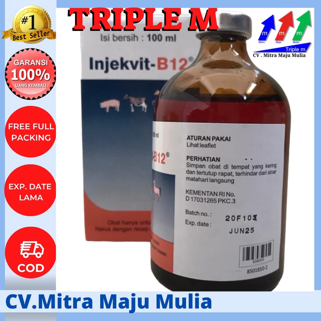 INJEKVIT B12 100 ml MEDION Obat B12 Untuk Perbaiki Kondisi Tubuh Anemia Dan Tingkatkan Makan Hewan