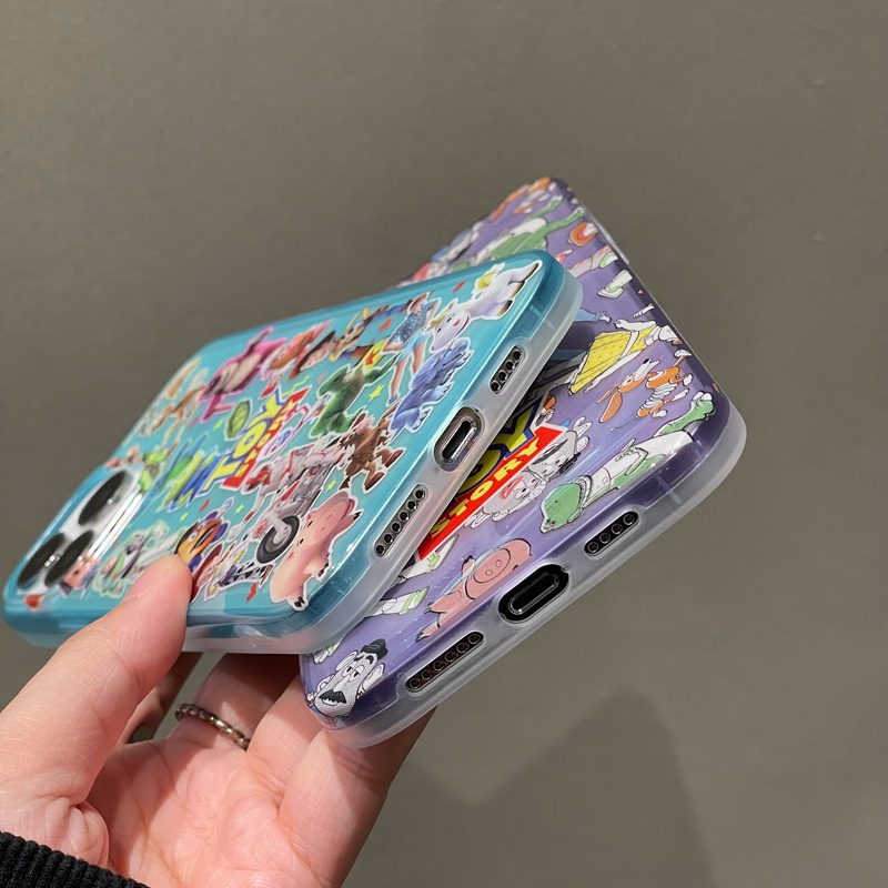 Fashion！Blue Purple Toy Story Soft Casing TPU Case iP iPhone 11 12 13 14 Pro Max + Plus High Quality FTD Cover