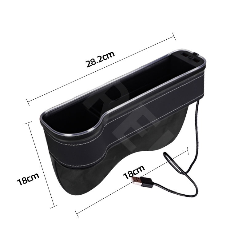 Universal LED Car Seat Slit Storage Box Rechargeable Ambient Light Dompet Card Holder Aksesoris Mobil