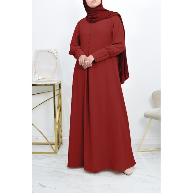 HUMASYARI - Abaya NADIYA Dress Basic Premium gamis abaya polos Maroon Navy White / Gamis Ladyzara Pr