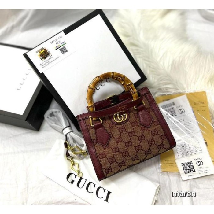 

⭐BISA COD⭐ Gucci Bambu size mini 20x17 set box - Maroon