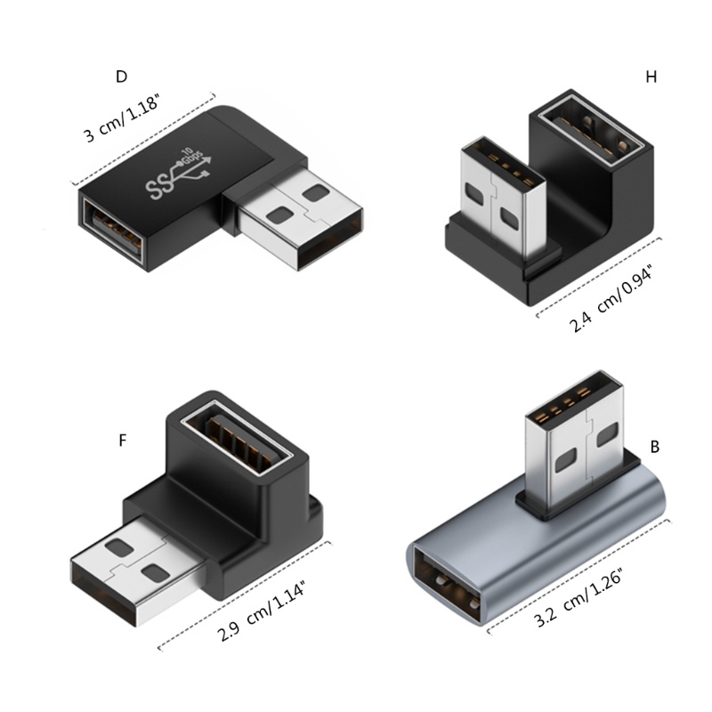 Vivi USB 3.0 Male to Female Adaptor Ekstensi Sudut Kanan 90derajat USB Konektor Ke Atas Bawah 10Gbps Untuk Laptop PC