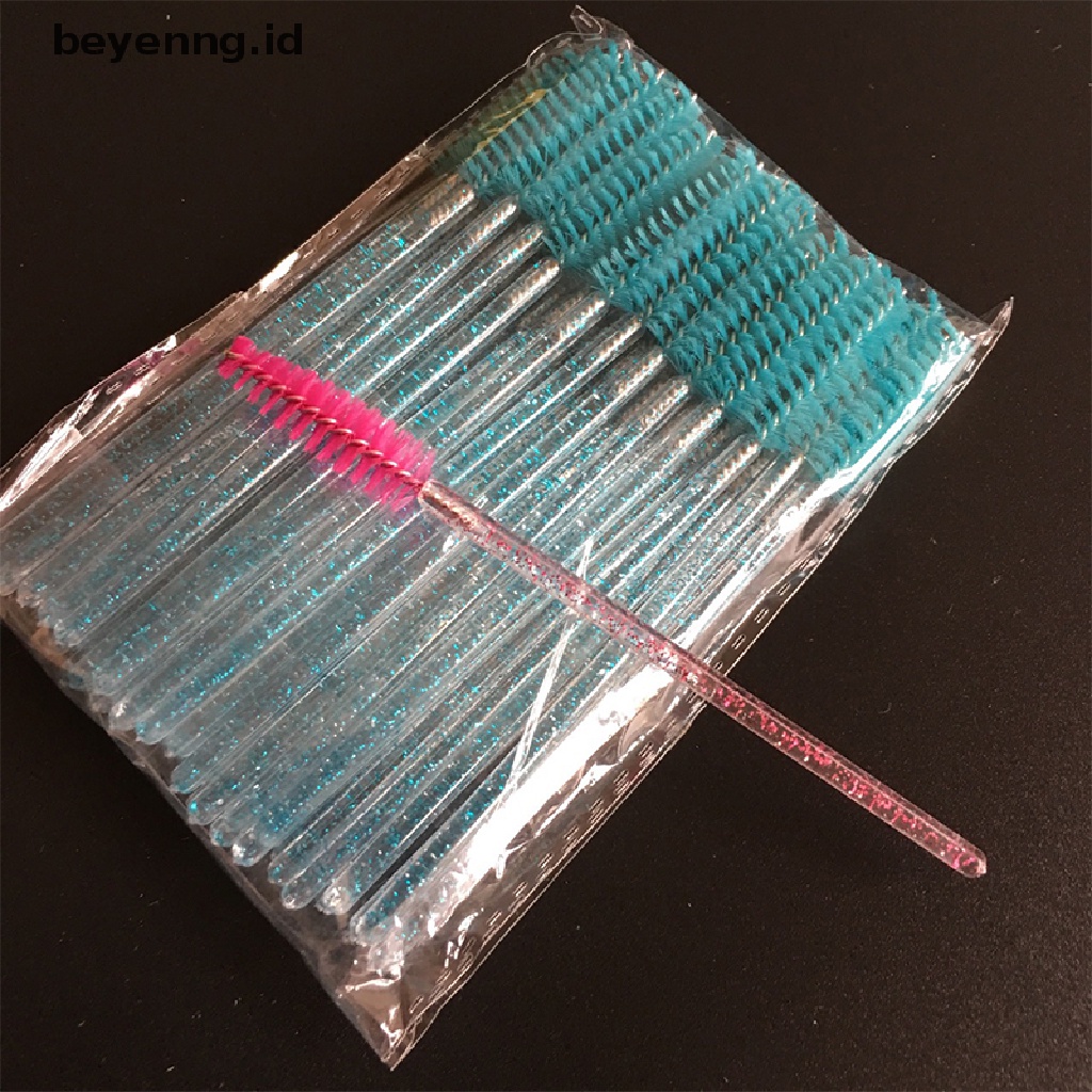 Beyen 50Pcs Sikat Bulu Mata Kristal Sekali Pakai Maskara Wands Aplicator Grafg Eyelash ID