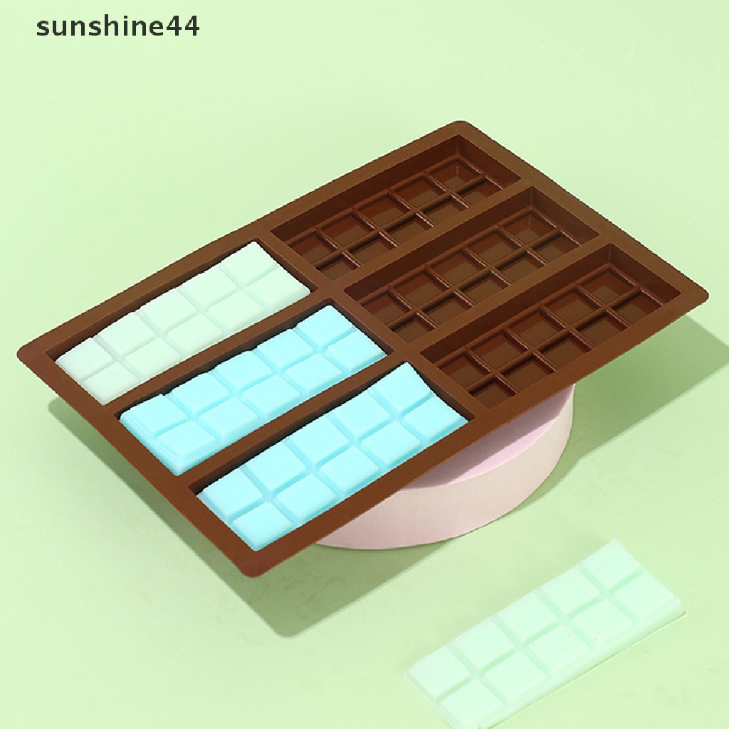 Sunshine 6 Grids Small Waffle Rectangle Chocolate Bar Silicone Candy Mold Trays ID