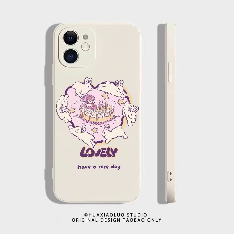 IPHONE Ins Pola Kelinci Cocok Untuk Iphone14 14pro 14plus 13 13pro 13prm iPhone12 7Plus 8Plus Xr XS 13 Pro Max Empat Sudut Casing Ponsel Tahan Guncangan