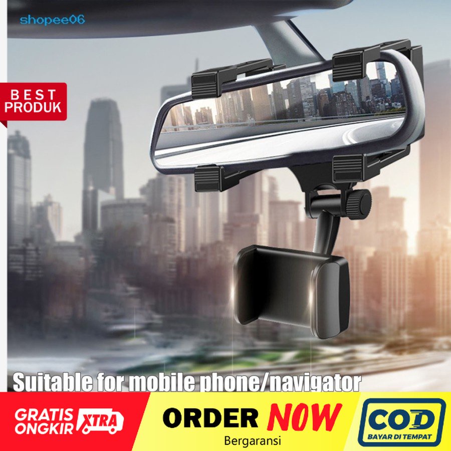 stand holder mobil Car holder hp GPS Camera kaca tengah spion kamera cctv dasboard handphone universal Mirror Rearview Car Stent Mount Bracket Dudukan - dinno.id