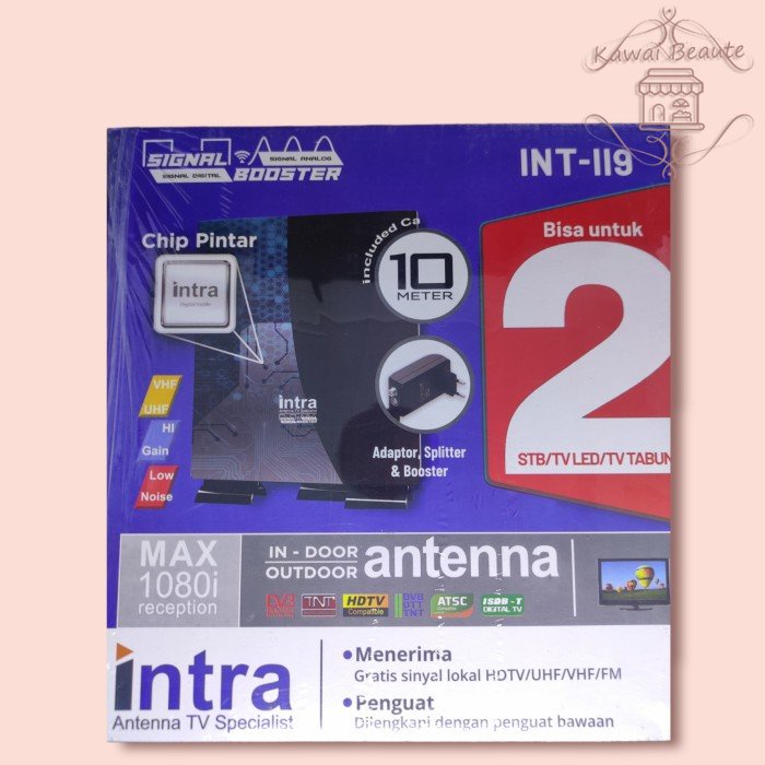 Antena Intra INT-119 TV DIGITAL &amp; ANALOG INDOOR OUTDOOR FREE KABEL 10M