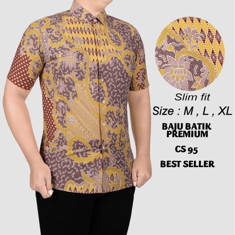 KEMEJA BATIK PRIA SLIM FIT MODERN MEWAH LENGAN PENDEK SLIMFIT OB411 PREMIUM KEMEJA BLD JAKARTA