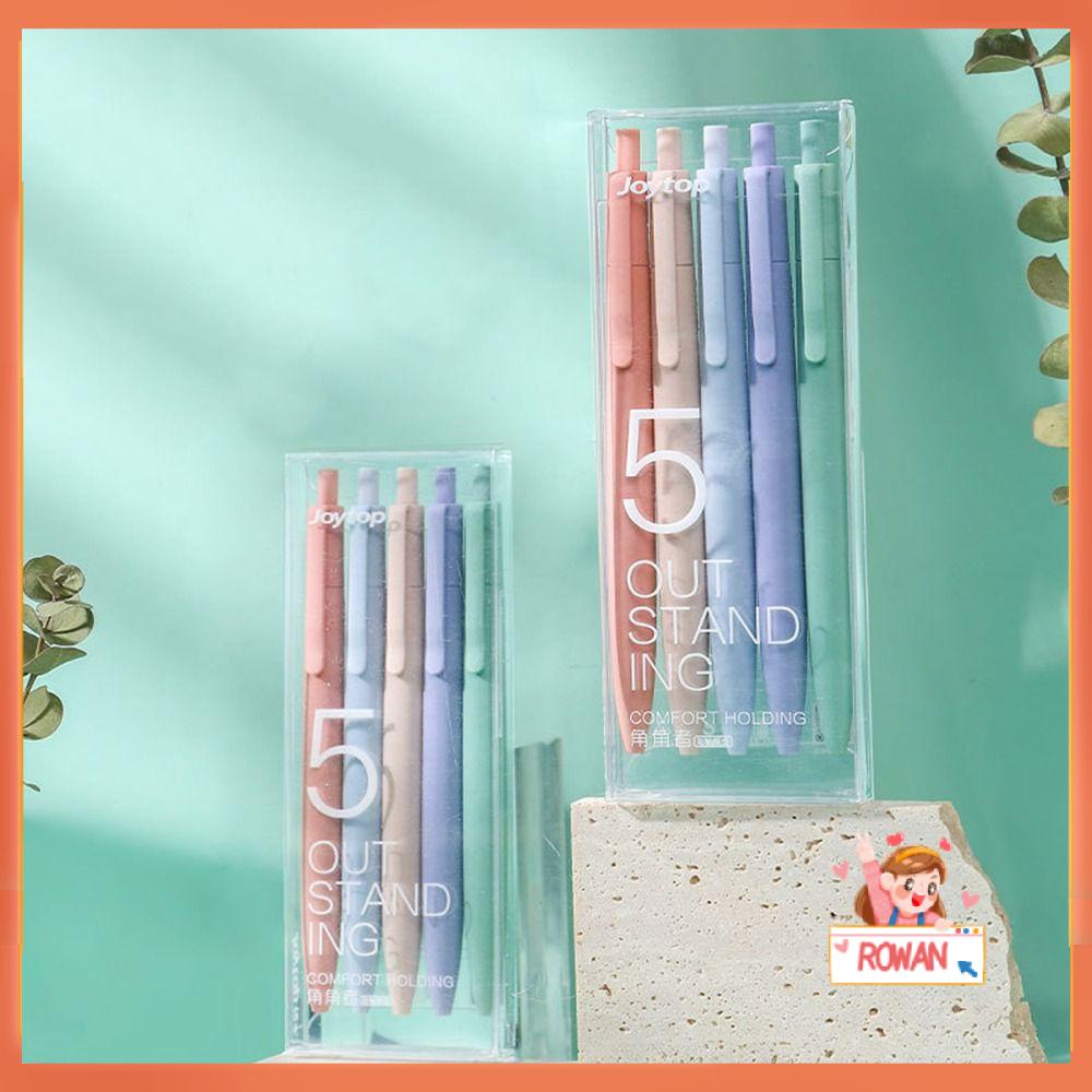 R-flower 5PCS/Set Press Pena Netral Kualitas Tinggi Perlengkapan Kantor Sekolah Alat Tulis 0.5mm Gel Pen