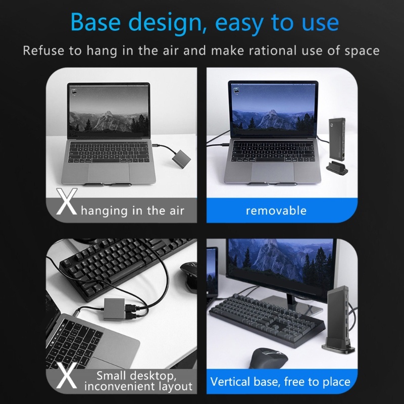 Zzz USB- Tipe-C Hub 13in1 USB3 0 HDMI-Kompatibelx2 Rj45 SD PD100W Charging- Adaptor