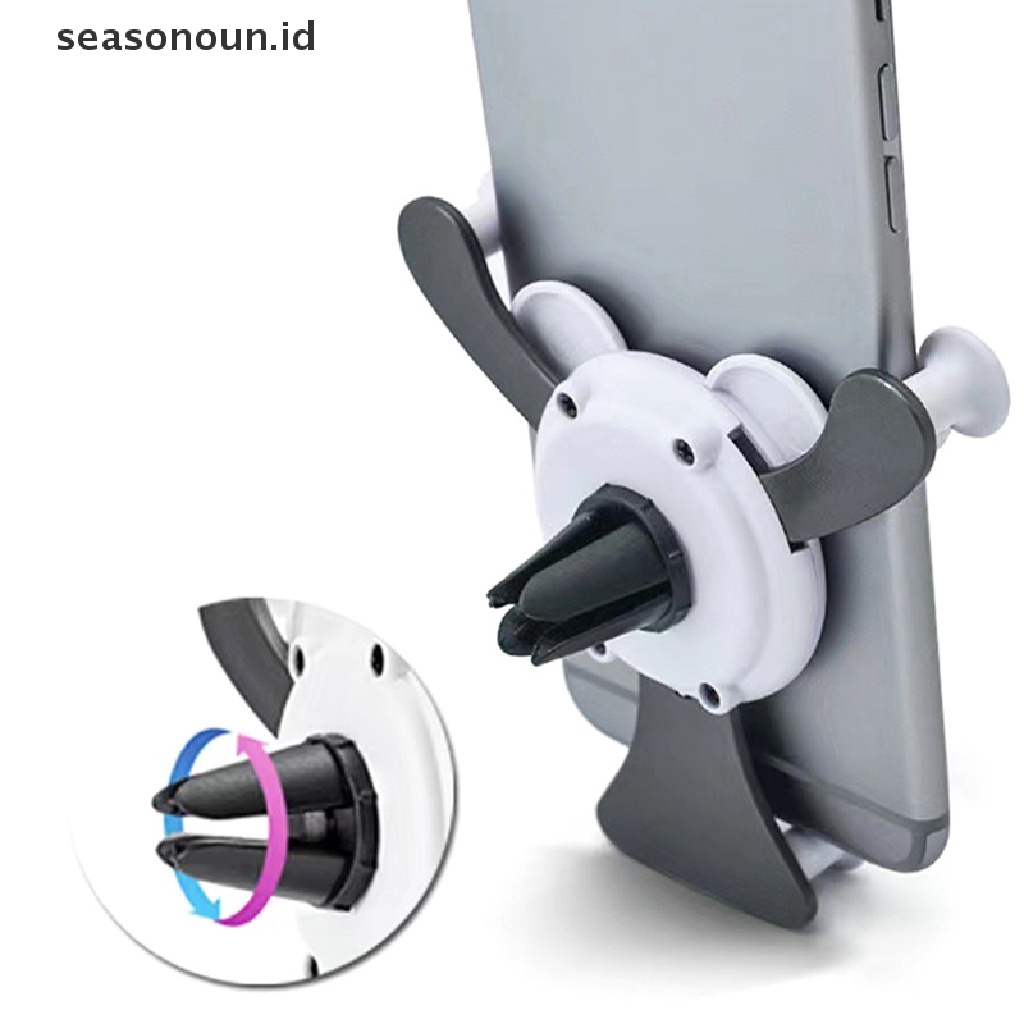 Seasonoun Car Phone Holder Klip Ventilasi Udara Smartphone Stand Gravity Support Mount Untuk iPhone Huawei SamsungXiaomi Universal GPS Stand Di Mobil.