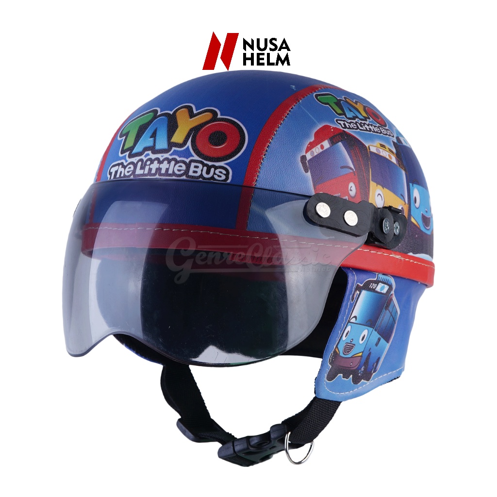 Helm Anak Retro Motif Tayo Laki Laki Perempuan Untuk Usia 1 2 3 4 Tahun Ringan Lucu