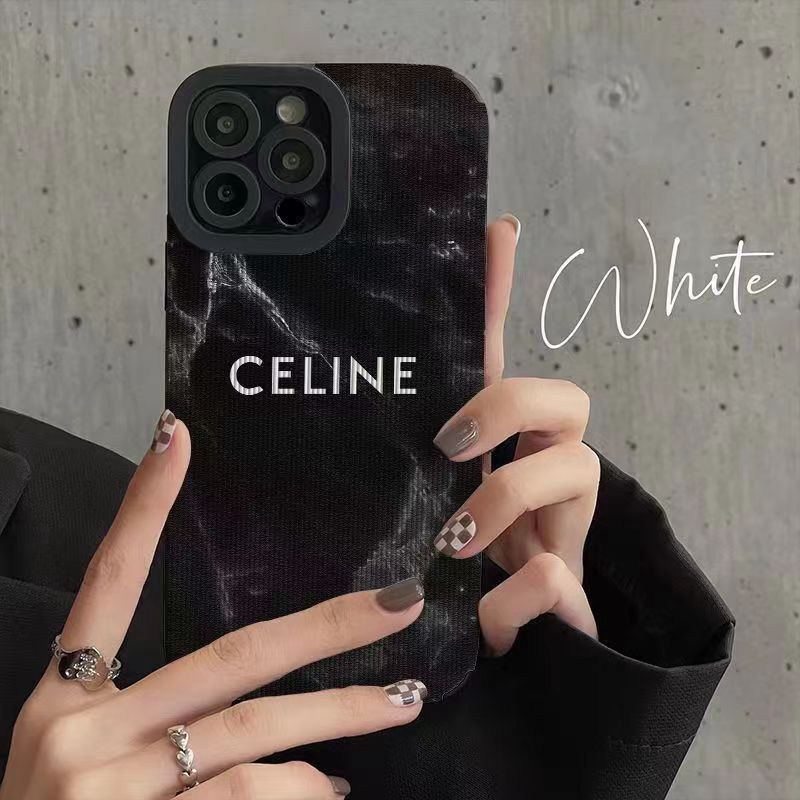 Fashion！Black Marble CELINE Soft Case iP iPhone 7 8 Plus SE 2020 X XR XS Max 11 12 13 14 Pro Max FTD Stripe Casing Apple