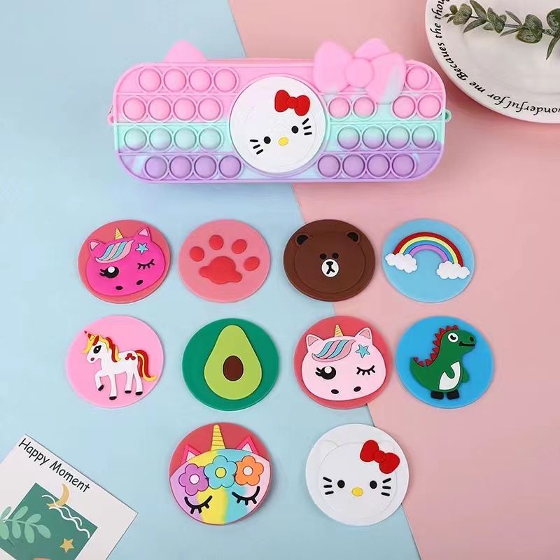 KOTAK PENSIL POP IT PELANGI DAN MAKARON KOTAK PENSIL KARAKTER TAS POP IT ANAK POP IT MAINAN ANAK POP IT KOTAK PENSIL POP IT