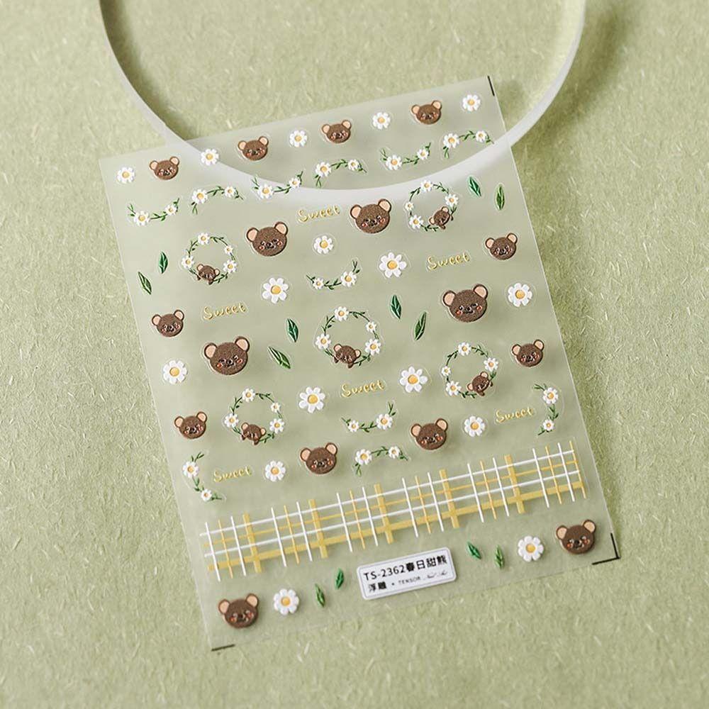 Mxbeauty Kartun Stiker Kuku Wanita Pink Love Hati Hewan Rasi Bintang Beruang Hiasan Kuku