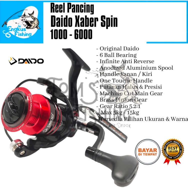 Reel Pancing Daido Xaber Spin 1000 - 6000 (6 Bearing) Alumunium Murah Berkualitas - Engkus Fishing