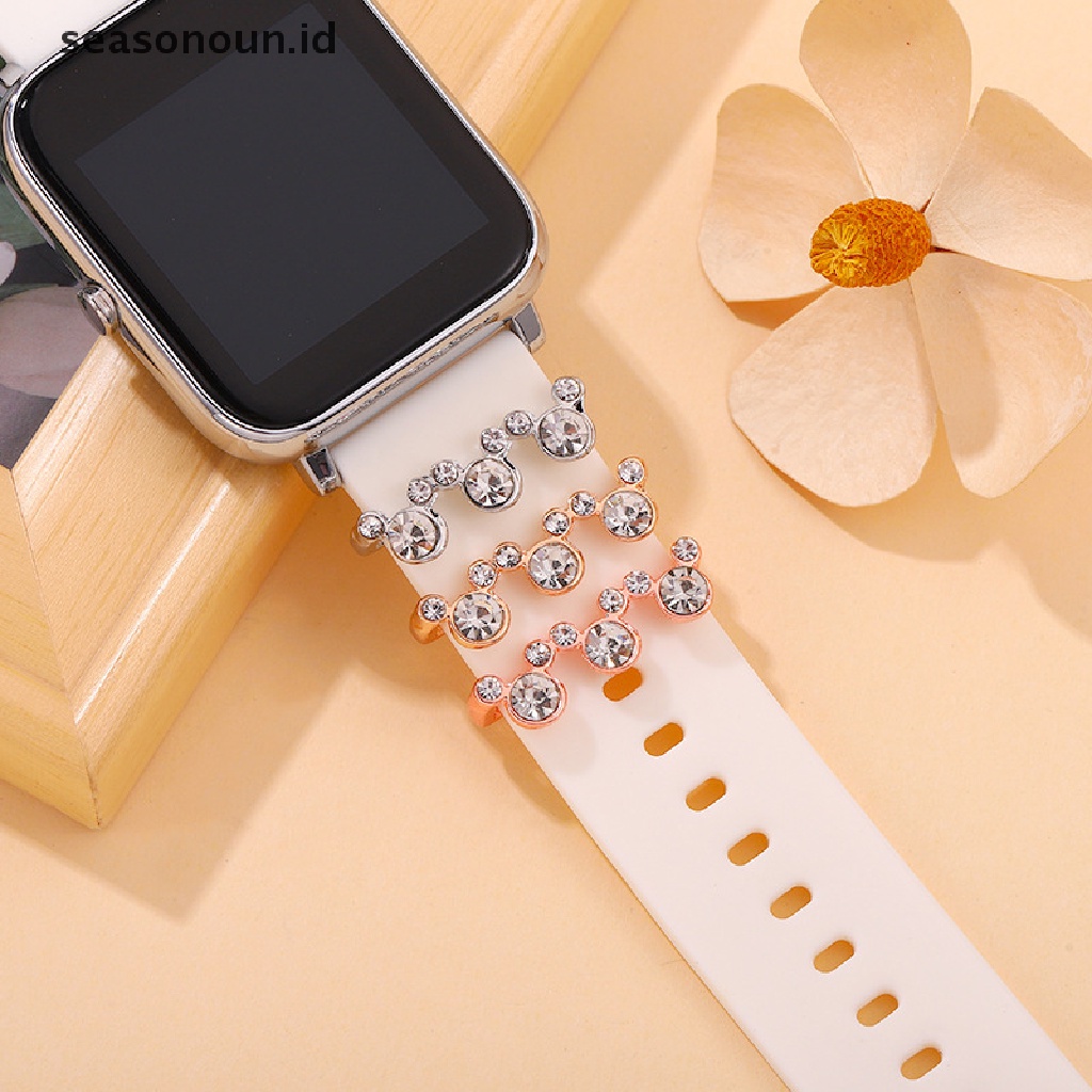 Seasonoun Gelang Jam Hias Charm Kartun Pesona Bulat Untuk Gelang Aksesoris Silikon.