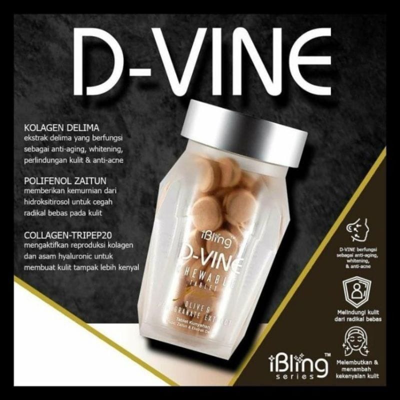 D-VINE Candy Isi 20 Butir Collagen Suplemen Herbal Asli Anti Aging Pemutih Wajah Hlerbal Original Devine