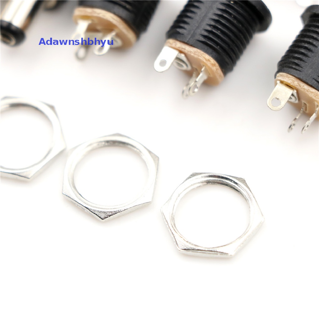 Adhyu 10pcs 5.5mm x 2.1mm Konektor Colokan Listrik DC Laki-Laki Sekrup Kunci Female Panel Socket ID