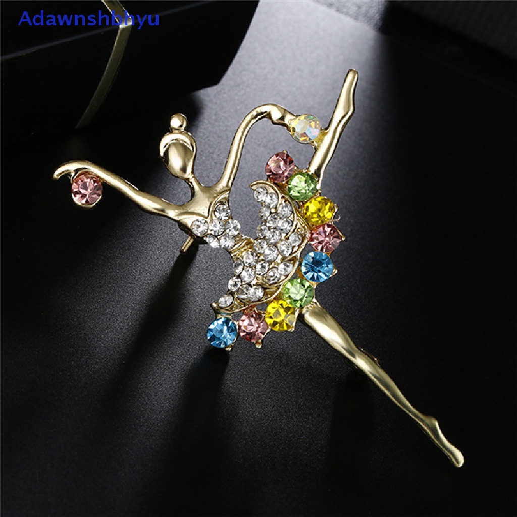 Adhyu Dancing Ballet Girl Brooch Rhinestone Brooch Pin Jewelry Women Bouquet Accessory ID