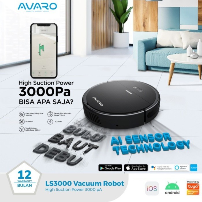 AVARO Smart Robot Vacuum Cleaner LS3000 (Sapu Pel Lantai Otomatis)