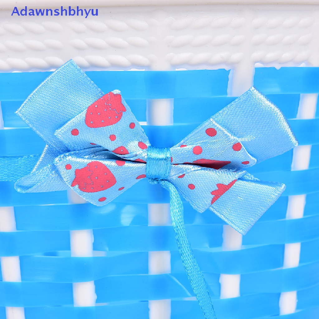 Adhyu 1pc Keranjang Sepeda Anak Bike Plastik Rajut Busur Simpul Depan Tas Handmade ID