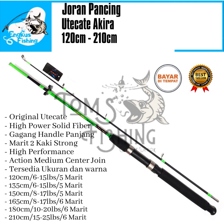 Joran Pancing UTC Utecate Akira 120cm - 210cm Fiber Solid (Medium) Murah Berkualitas - Engkus Fishing