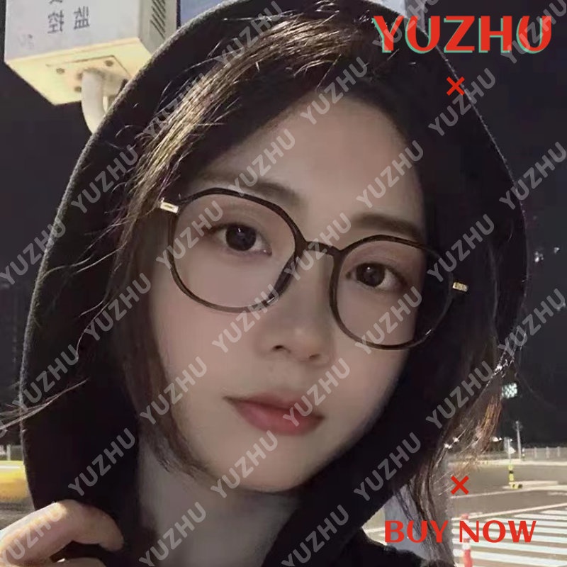 (YUZHU) Kacamata Baca Cetak Bingkai Bulat Fashion Korea INS Gaya Warna Permen Shimmer Halus HD Plus Eyeglasses