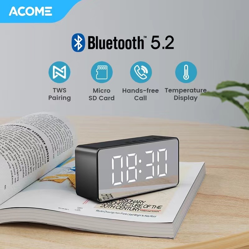 Acome A17 Speaker Bluetooth 5.2 LED Display / Speaker Jam Alarm LED - Garansi Resmi 1 Tahun