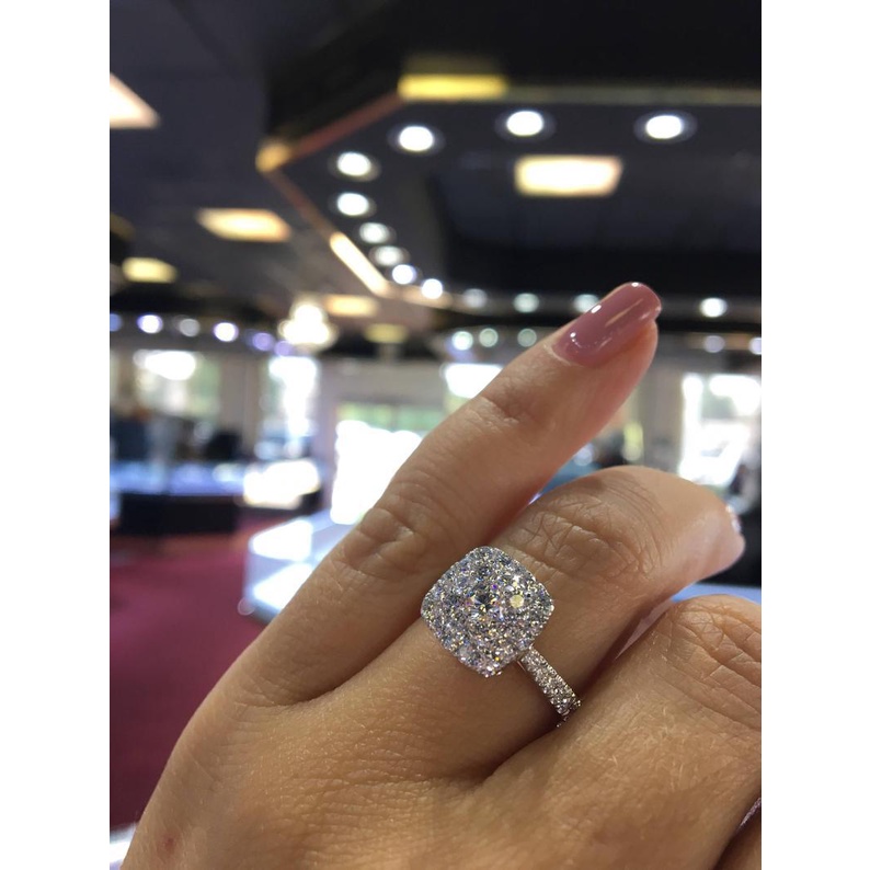 Goldkingdom Aksesoris Perhiasan Fashion Ready Stock Ringan Mewah Bekerja Berat Micro-set 3A Zirkon Cincin, Eropa Dan Amerika Delapan Hati Dan Delapan Panah Pertunangan Wanita Cincin