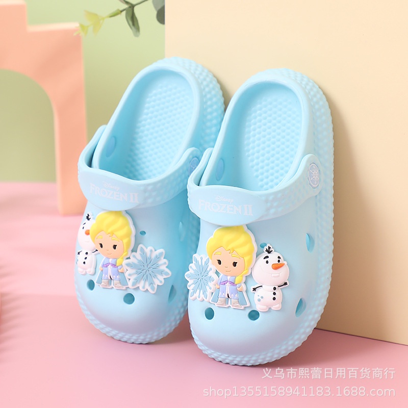 SANDAL ANAK PEREMPUAN SLOP CROCS CARTOON FROZEN ELSA DISNEY ANTI-SLIP 22035