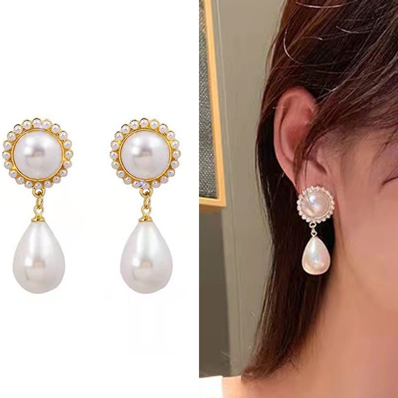 Eropa Amerika Temperamen Elegan Panjang Rumbai Mutiara Fashion Anting Berlebihan