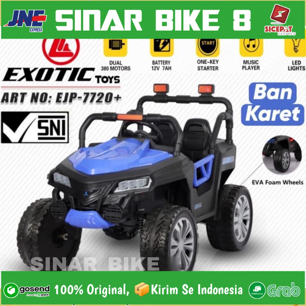 Mobilan Aki EXOTIC EJP 7720+ JEEP Ban Karet Mainan Anak️ Remote Control