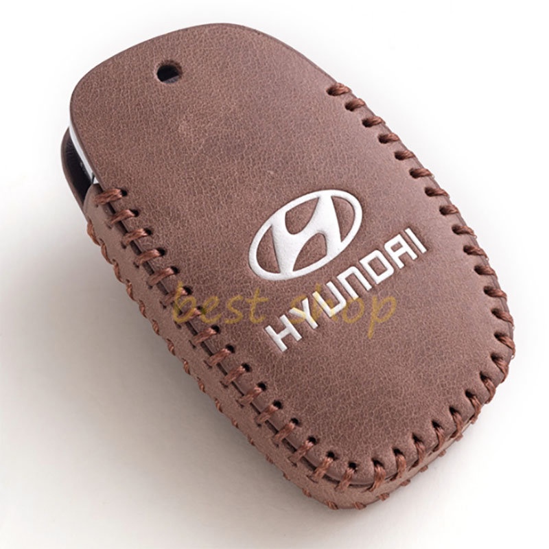 Cover Case Kunci Mobil Bahan Kulit Untuk Hyundai Tucson Creta ix25 ix35 ix45 Santa Fe Verna Mistra Elantra Key Storage Keychain Protect