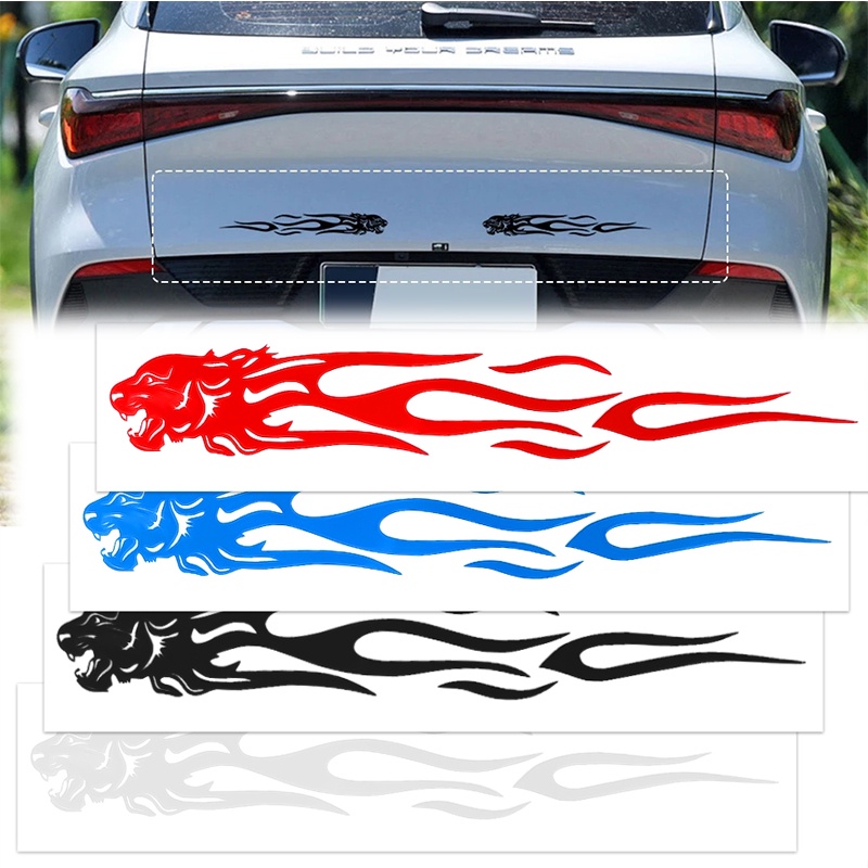 2 Pcs Tiger Flame Totem Stiker Mobil Motor Perekat Diri Tahan Air Stiker Hewan Peliharaan Mode Harimau Totem Stiker Kreatif Mobil Keren Styling Pribadi Penampilan Mobil Decal