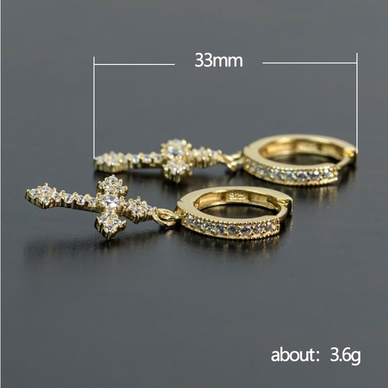 Goldkingdom Aksesoris Perhiasan Fashion Ready Stock Anting Salib Eropa Dan Amerika Bertatahkan Dengan Anting Berkualitas Tinggi Anting Pria Dan Wanita