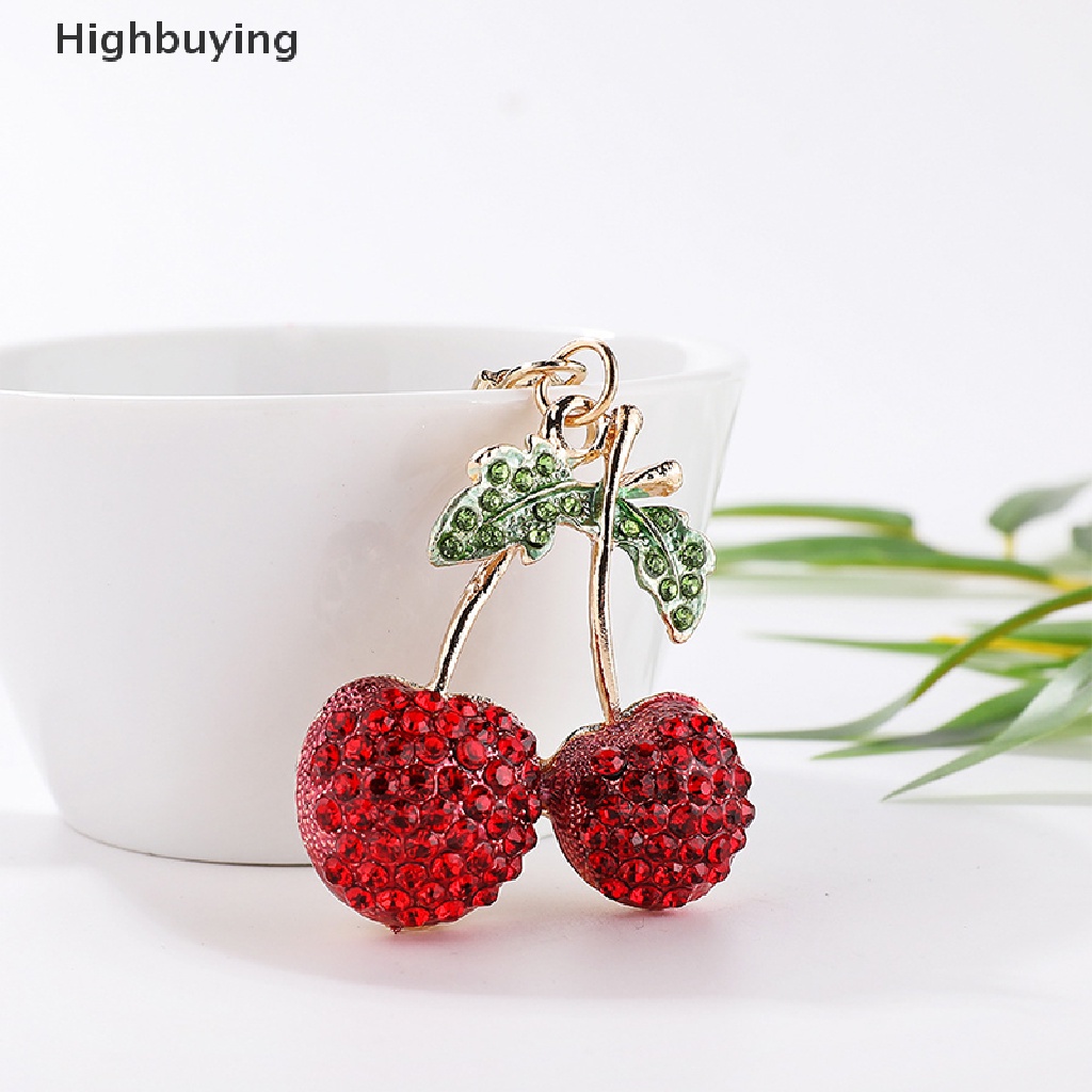 Hbid Kristal Berlian Imitasi Cherry Gantungan Kunci Untuk Wanita Lucu Buah Gantungan Kunci Pria Mobil Keyring Gadis Tas Liontin Kunci Rings Holder Perhiasan Glory