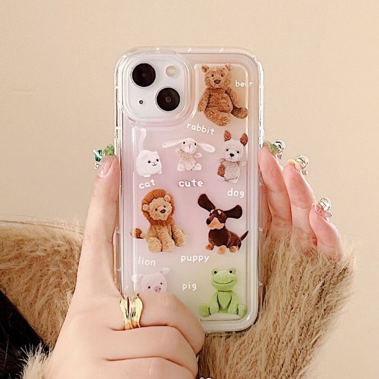 IPHONE Casing Ponsel Lembut Lucu Kompatibel Untuk Iphone14 13 11 12 Pro XS Max X Xr7 +8 Plus Casing Transparan TPU Silikon Shockproof Cover