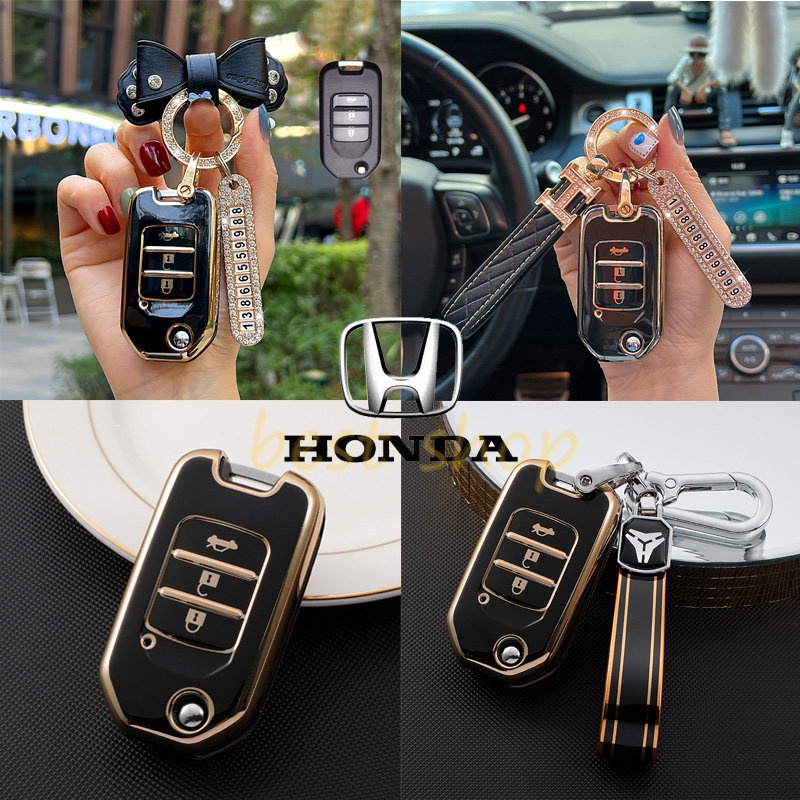 Tpu Mobil Lipat Flip Key Case Cover Shell Untuk Honda City HRV BRV JAZZ CRVCR-V City Odyssey XR-V Aksesoris