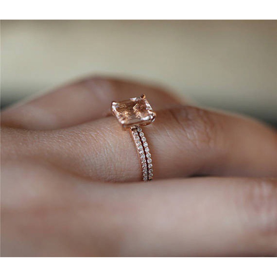 Goldkingdom Aksesoris Perhiasan Fashion Ready Stock Jual Cincin Pertunangan Eropa Dan Amerika Dengan 18 K Rose Gold Plating, Cincin Zirkon Bertatahkan Mikro Yang Indah Grosir.