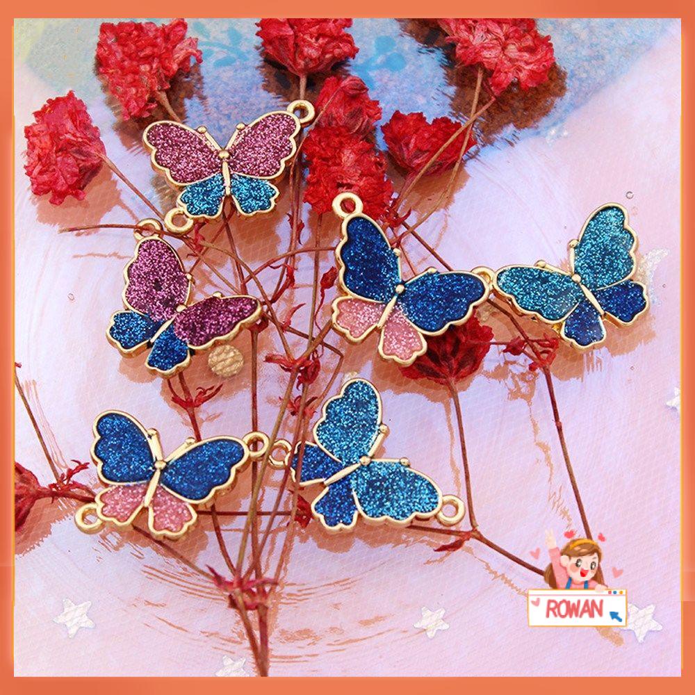 R-flower 10Pcs Butterfly Shaped Charms Handmade Aksesoris Temuan Perhiasan Color Jewelry Making