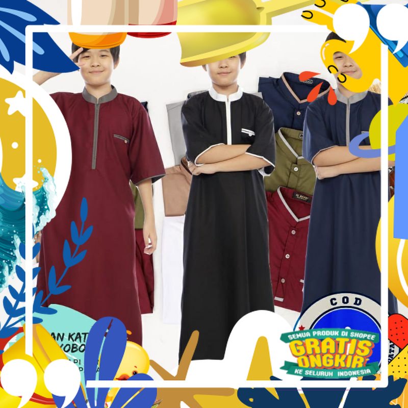 Motif polkadot / Jubah Anak Laki Laki Lengan Pendek Toyobo