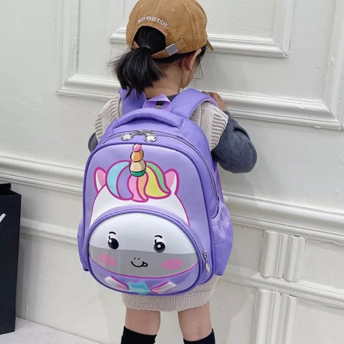 Tas Ransel Sekolah Unicorn Backpack Anak Perempuan Princess Pink Lucu