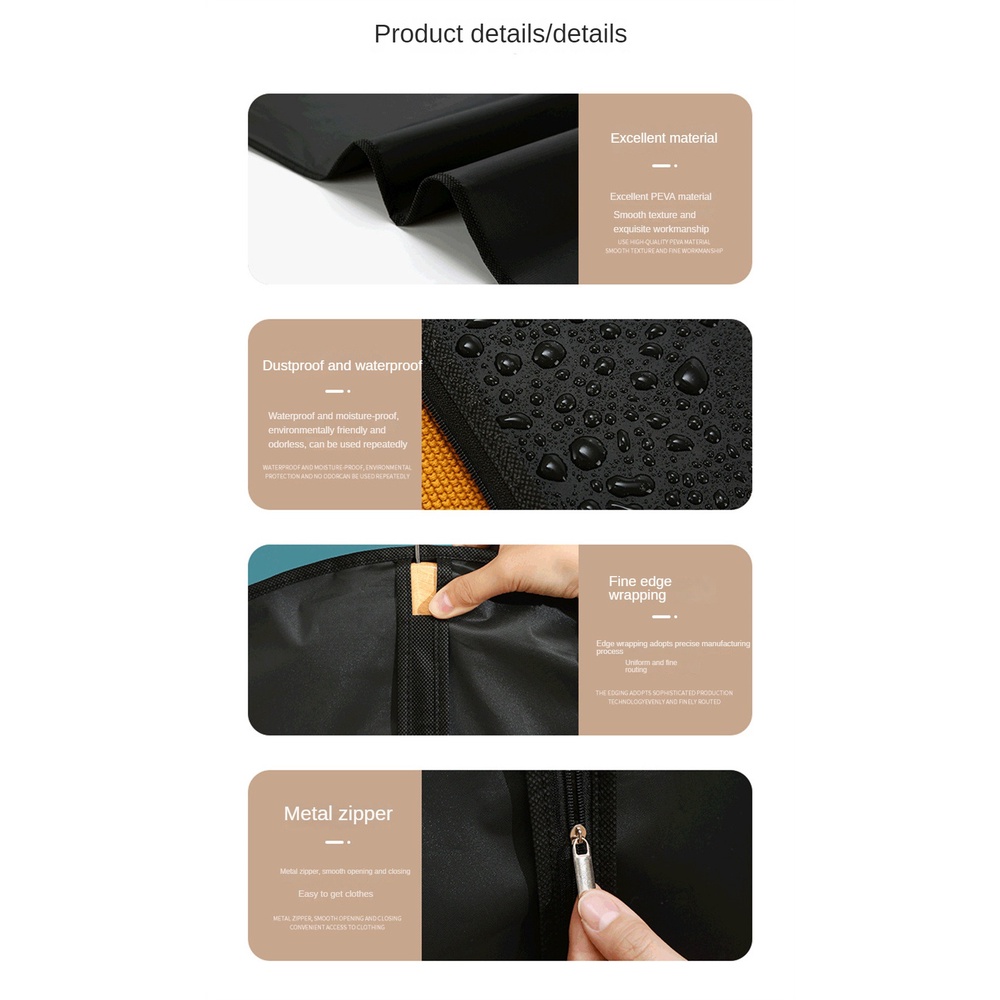 ღ Pakaian Tahan Air Debu Cover Menebal Mantel Menggantung Tas Debu Kelembaban Bukti Perlindungan Kantong Rumah Penyimpanan Tas Kantong Pakaian Organizer