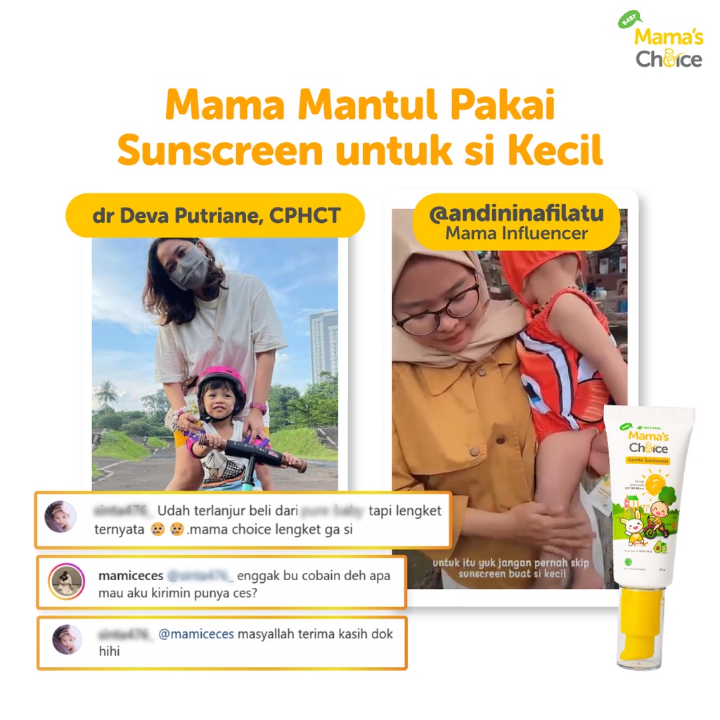 Sunscreen Anak &amp; Bayi SPF30++ - Baby Gentle Sunscreen Mama's Choice  (Sunblock anak &amp; bayi face and body)